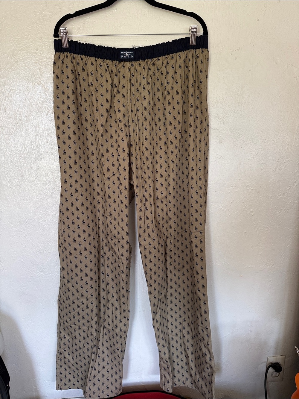 Polo by Ralph Lauren Tan Lounge Pants with Black Polo Player Print
